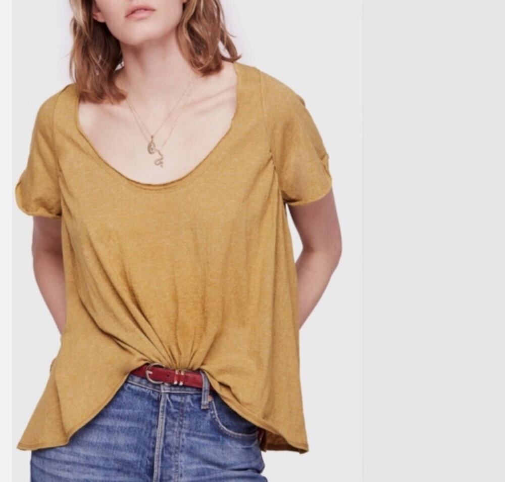 We the Free Women's Mustard Yellow Moss Oversized Nori Tee Size Small